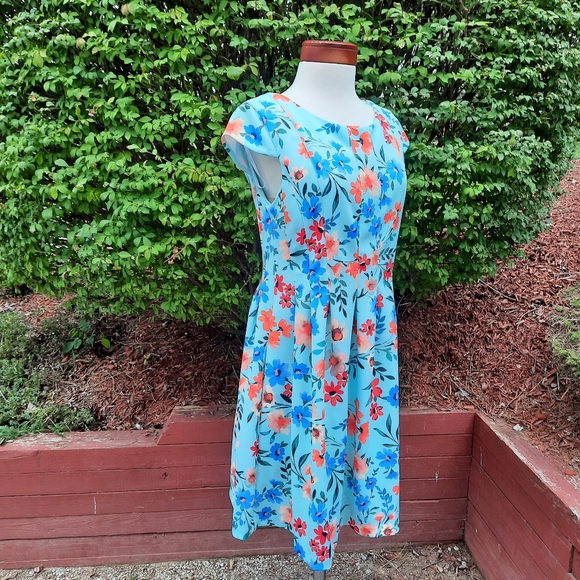 Calvin Klein Floral Print Scuba Stretch Knit Dress Spring Summer Plus 14 NEW - Picture 4 of 10